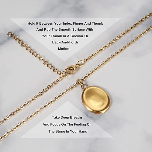 Miniatura 6 de B BBPM Collar de piedra de preocupación  Collar con colgante delicado chapado en oro de 14 quilates, colgante de pulgar pacífico  Colgantes para