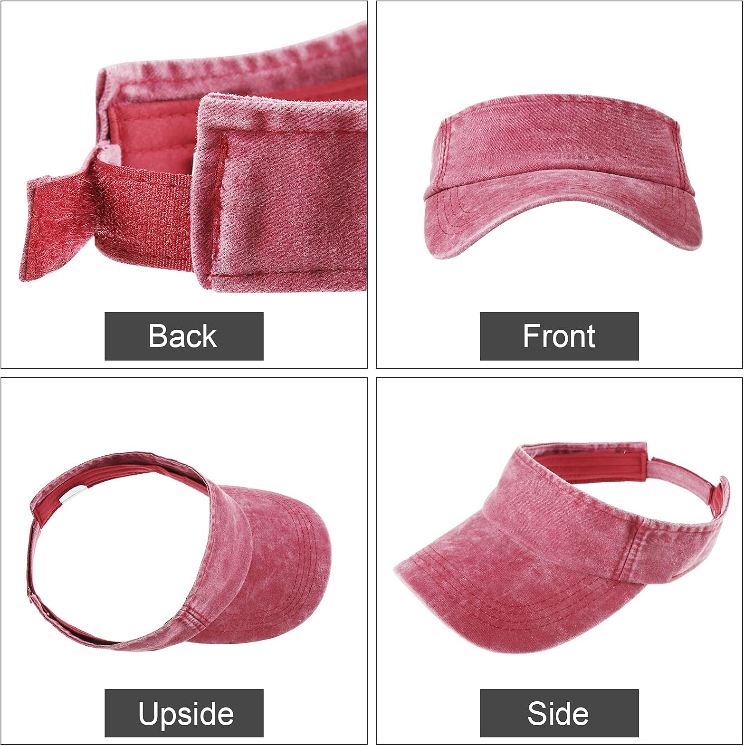 Geyoga 6 Pieces Sun Visor Hats Empty Top Baseball Cap Sports Hat Running Tennis Visors for Men Women Adults - Image 4