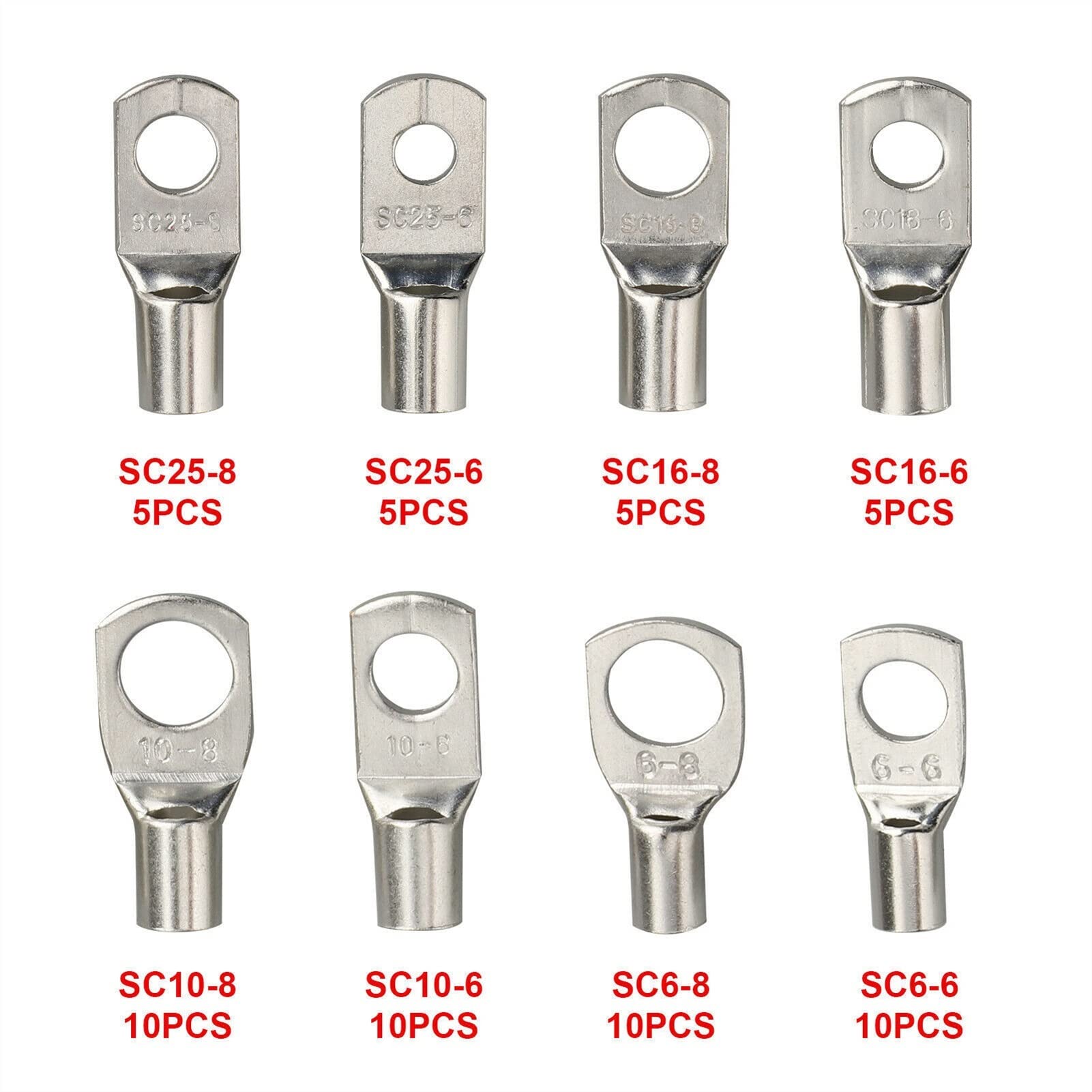 Ringkabelschuhe 60-teiliges Sortiment for Auto-Kupferringklemmen, Crimp-Stecker, SC-Blankkabel, Batterieklemmen, gelötete Steckverbinder