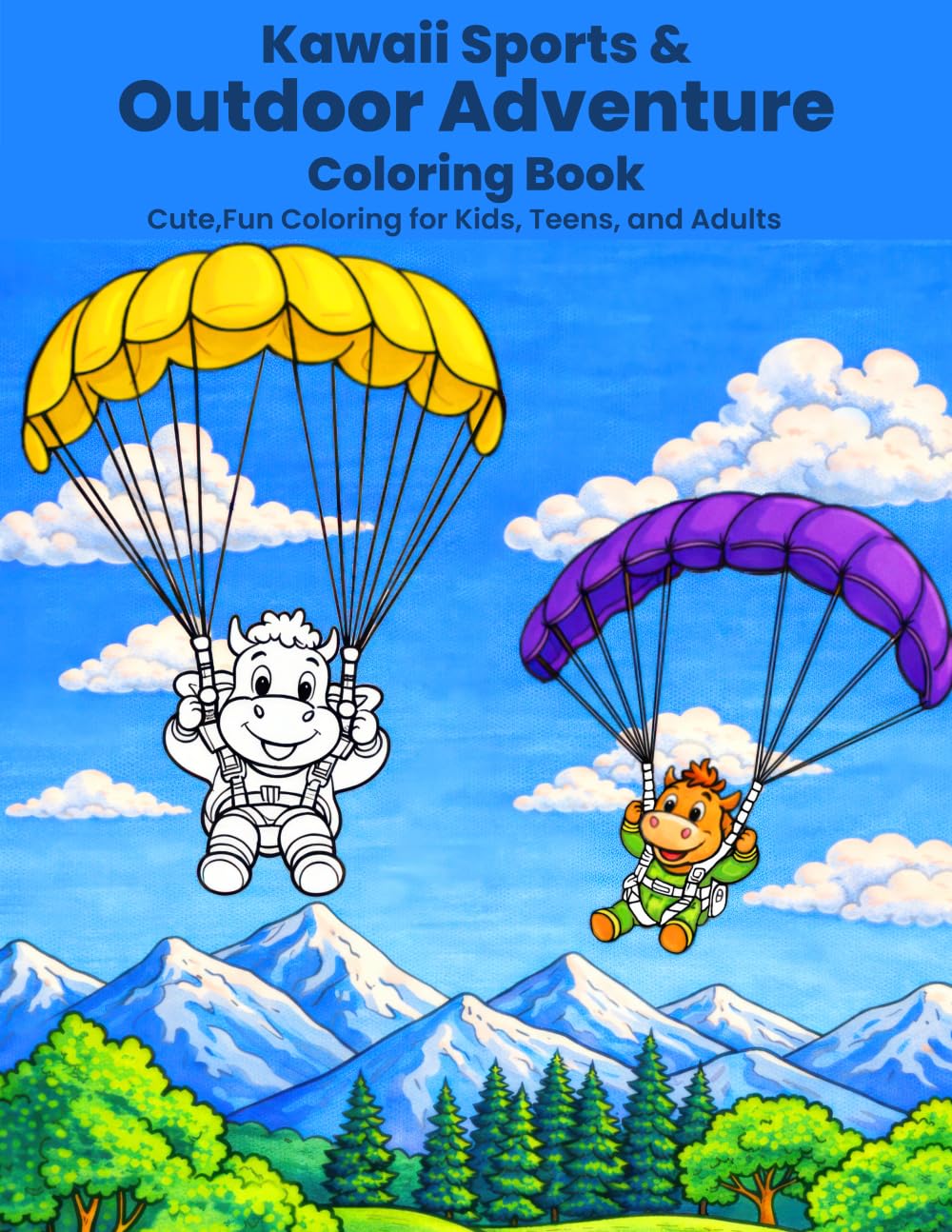 Kawaii Sports & Outdoor Adventure Coloring Book: Cute, Fun Coloring for Kids, Teens, and Adults