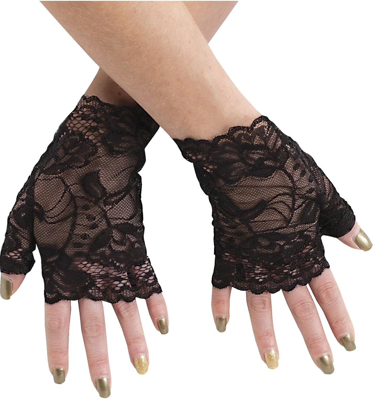 Fun World Sexy Lace Gloves 1980's Gothic Steampunk Womens, Black, Standard : Clothing, Shoes & Jewelry
