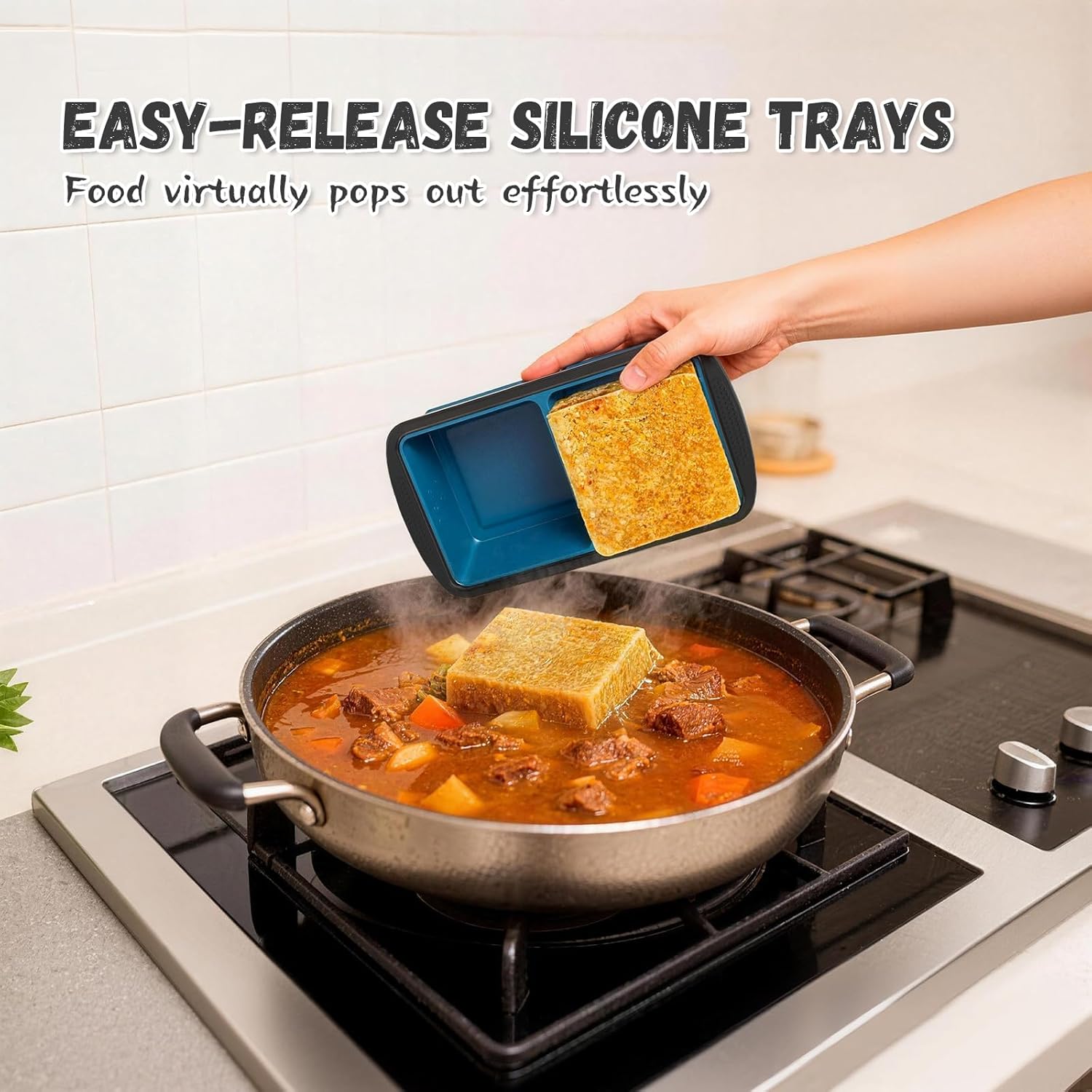 GORCI Silicone Soup Freezer Trays with Lids - 3 Pack, ½ cup, 1 cup, and 2 cup - Perfect Portion Control for Broth, Sauce & Meal Prep ，100% Platinum Silicone BPA-Free, Flexible, Dishwasher Safe
