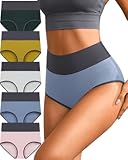 Womens Underwear High Waisted Cotton Panties Full Coverage Soft Stretch Breathable Ladies Briefs 5 Pack