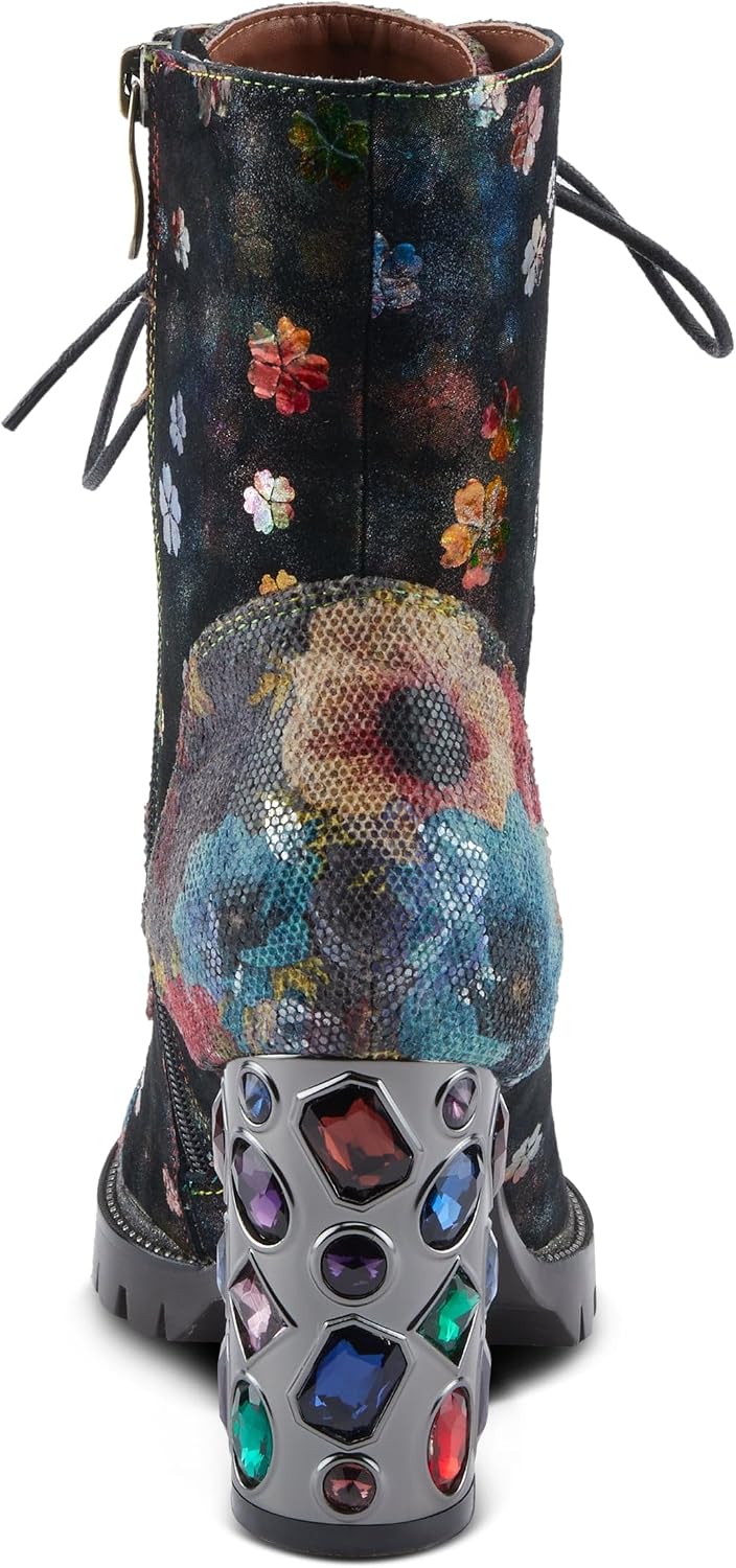 L`Artiste Flutterbank Women's Boots with Show-stopping Gemstone Heel & Whimsical Style