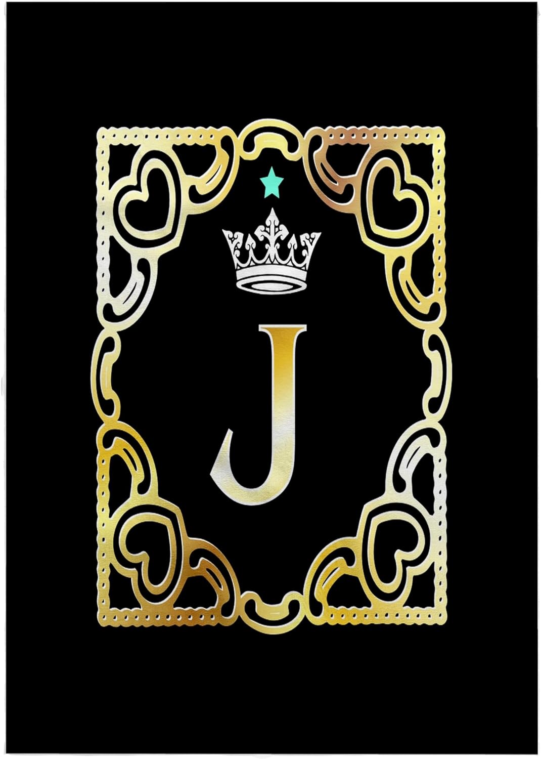 3dRose Letter J- Image of Monogram with Crown and Blue Star- not Metal foil 22x30 Bath Hand Pool Towel