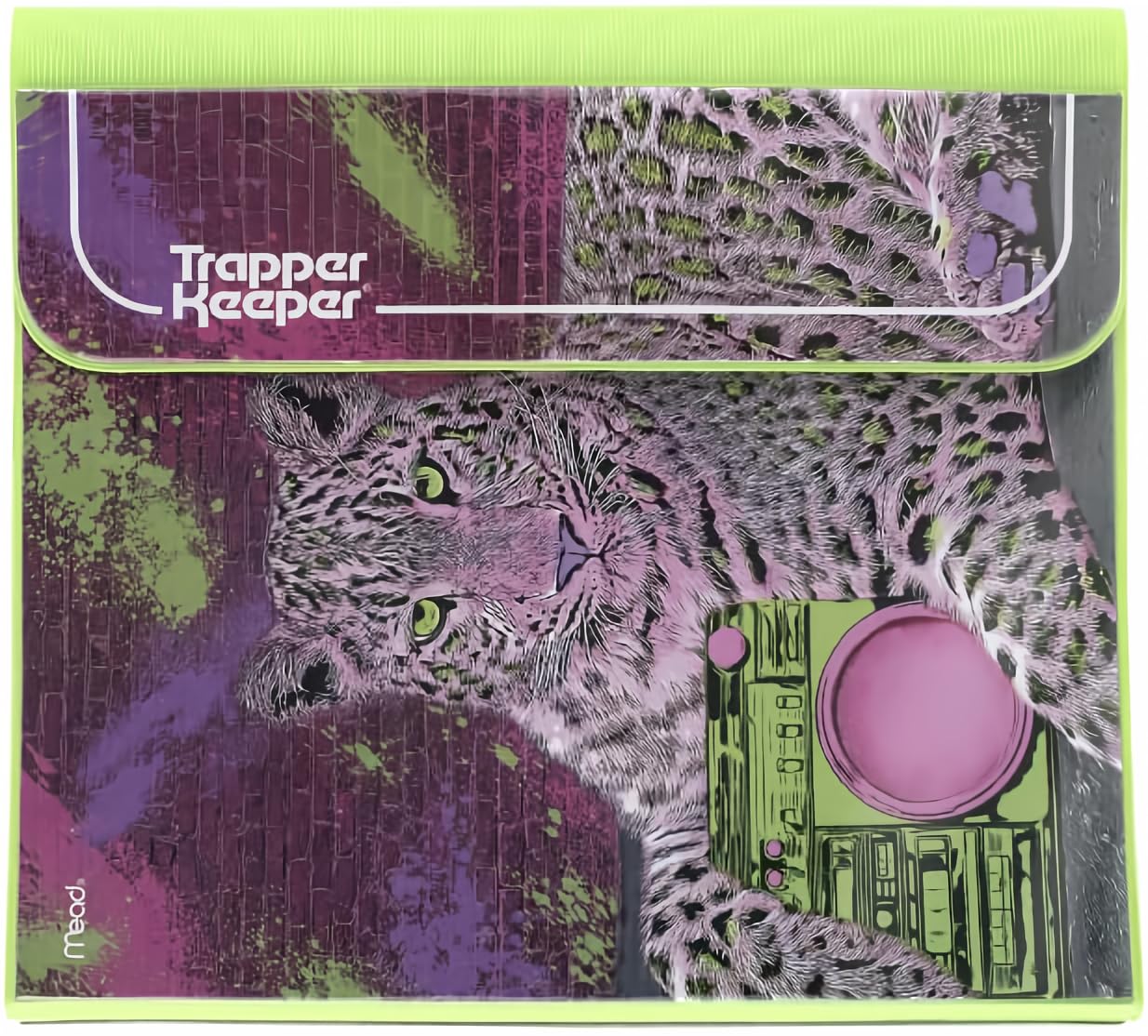 Raccoglitore trapper, design retrò, raccoglitore da 2,5 cm, include 2 cartelle e tasca extra, anelli in metallo e clip a molla, conservazione sicura, animale, materiale scolastico Mead (260038E)