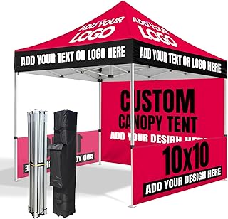 HILLICON Custom Canopy Tent 10x10 with Logo, Personalized Pop Up Vendor Tent Business Tents for Trade Show Events Advertising | Nano Fabric Water Repellent Heavy Duty (Customized Canopy Confiquration)