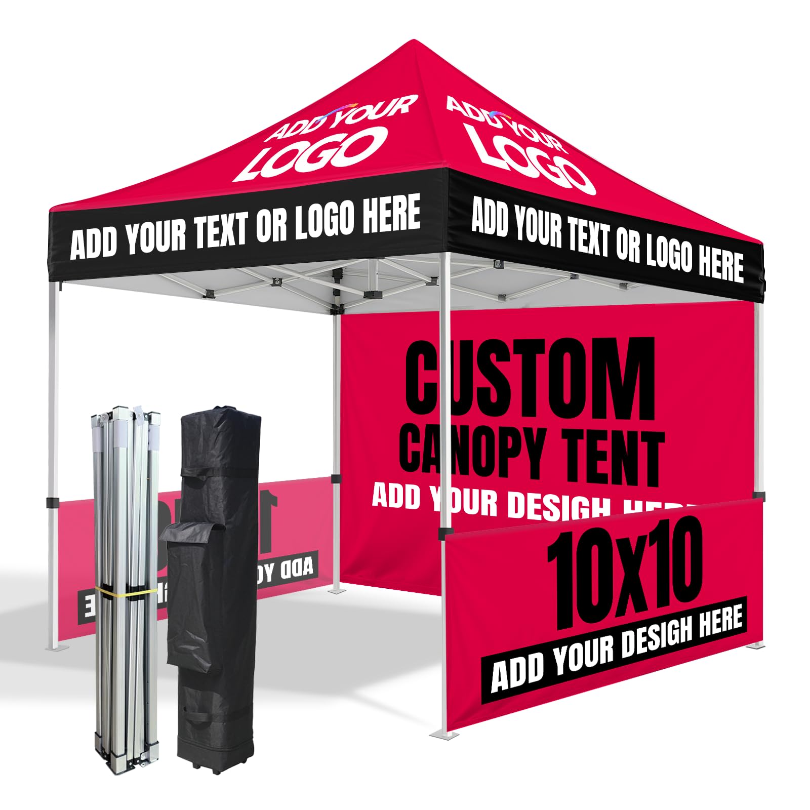 Custom Canopy Tent 10x10 with Logo | Personalized Heavy Duty Pop Up Canopy Tent for Outdoor Events | Nano-Grade Water Re
