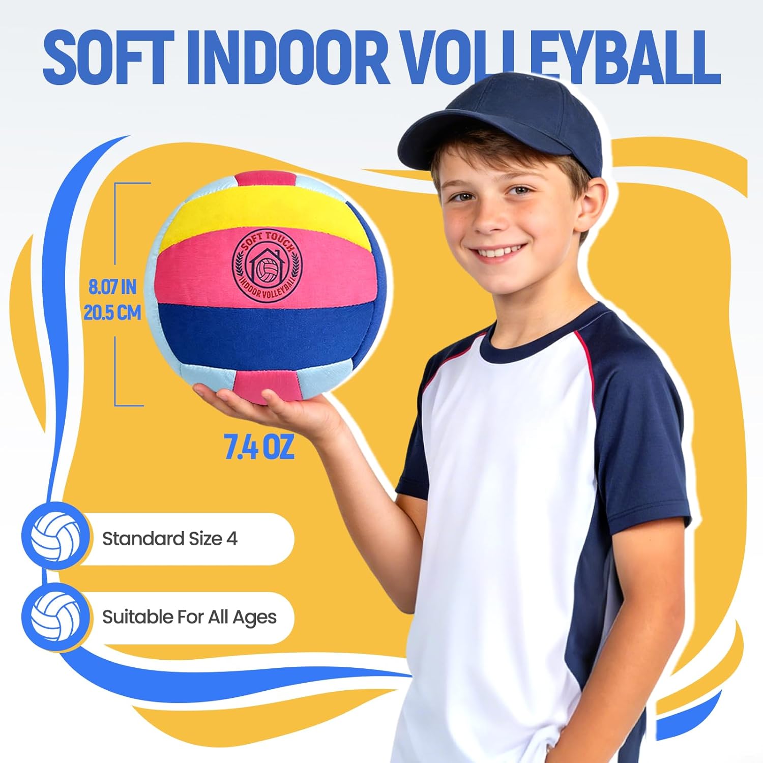 UBeesize Soft Indoor Volleyball with Pump, Silent and Safe Volleyball for Youth, Teenagers, and Beginners, Ideal for Practice, Training & Games at Home (Deflated)