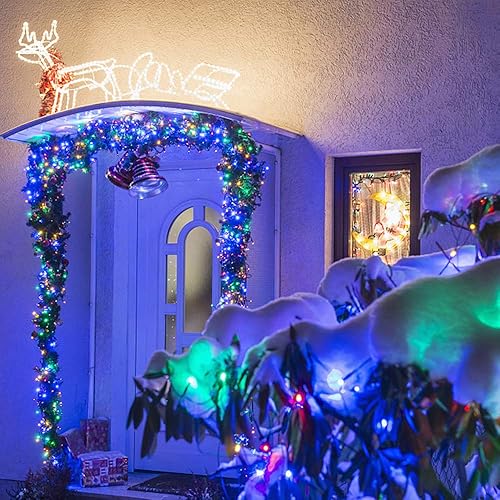 Miniatura 7 de Tira de luces solares de Navidad para exteriores, 2unidades, 72pies, 200LED, 8modos, guirnalda impermeable de luces para jardín, patio, valla,