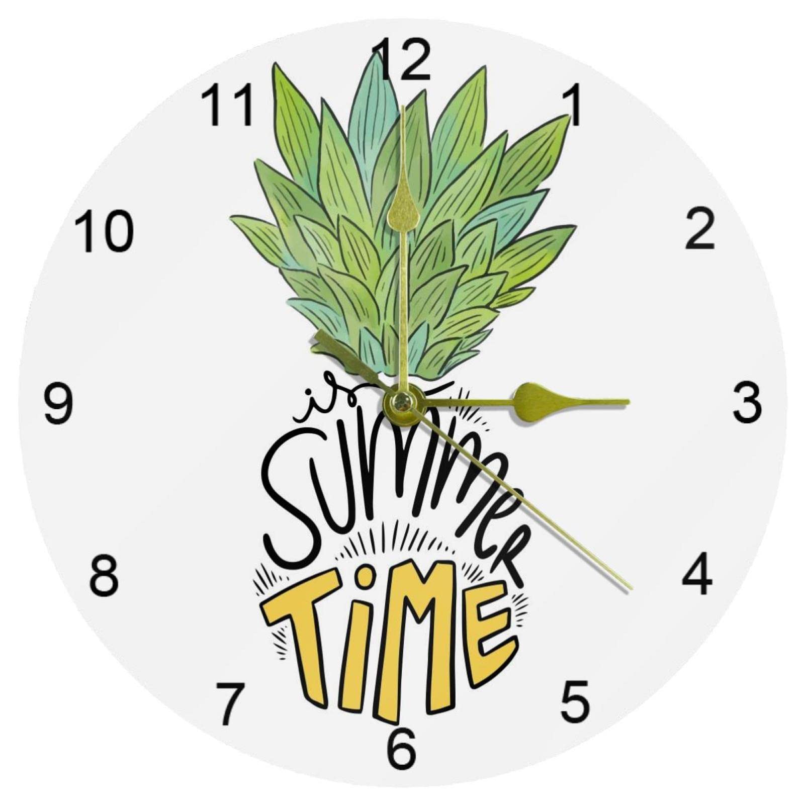 Horloge murale ananas 25,4 cm silencieuse avec chiffres arabes pour salon