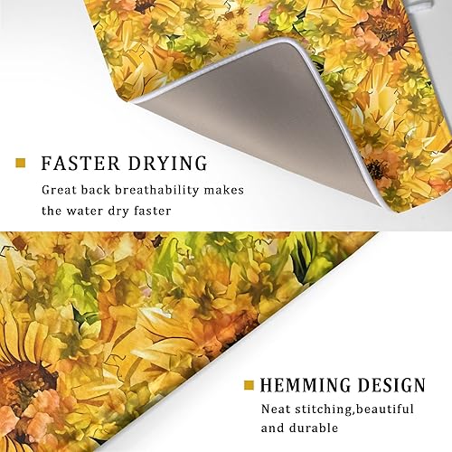 Miniatura 3 de Alfombrillas de secado de platos de girasoles de verano, almohadilla seca para platos de flores de primavera, almohadillas de escurridor de platos