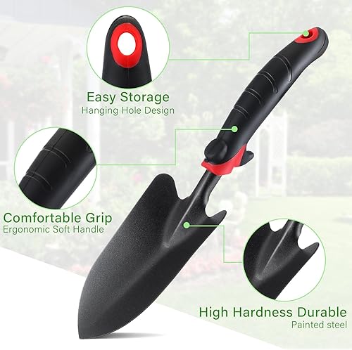 Miniatura 3 de Juego de 12 herramientas de jardín de acero inoxidable resistente, pala de jardín pequeña, 3 puntas, espátula cultivadora de azada, cuchillo de