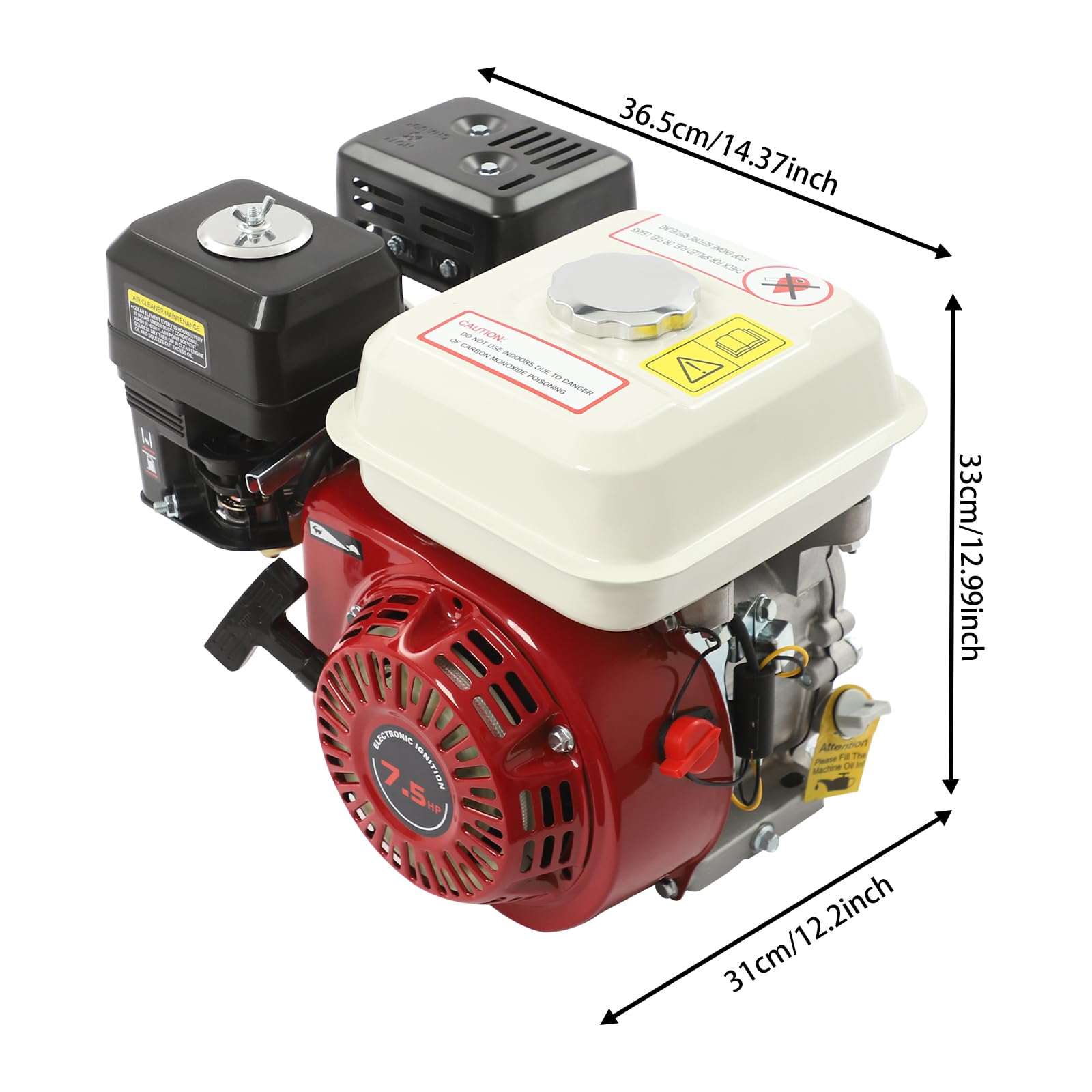 Motore a benzina da 7,5 CV, 212 cc, motore a 4 tempi, motore a benzina, con albero motore da 19 mm, motore industriale a quattro tempi raffreddato ad aria, per tosaerba, generatore