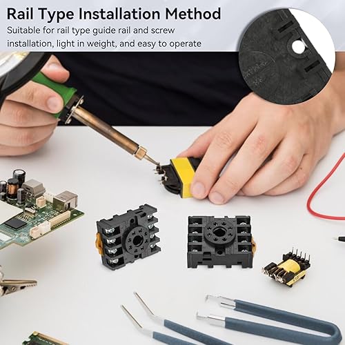 Miniatura 6 de Agatige Enchufe base de relé de potencia de 8 pines, enchufe octal PF083A con abrazadera de presión, soporte de base de tornillo para montaje en