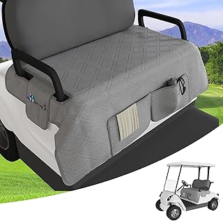 Golf Cart Seat Cover for Club Car, Waterproof, Washable, Breathable, Non-Slip Golf Cart Cover with 3 Pockets, for Golf Lovers