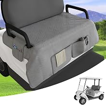 Golf Cart Seat Cover for Club Car, Waterproof, Washable, Breathable, Non-Slip Golf Cart Cover with 3 Pockets, for Golf Lovers