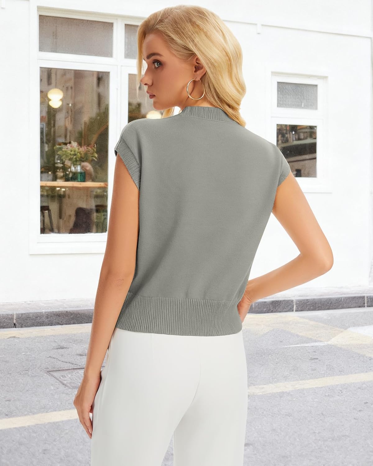 3D Floral Sleeveless Sweater Vest for Women, Spring Knit Tank Top Casual Pullover - Image 6