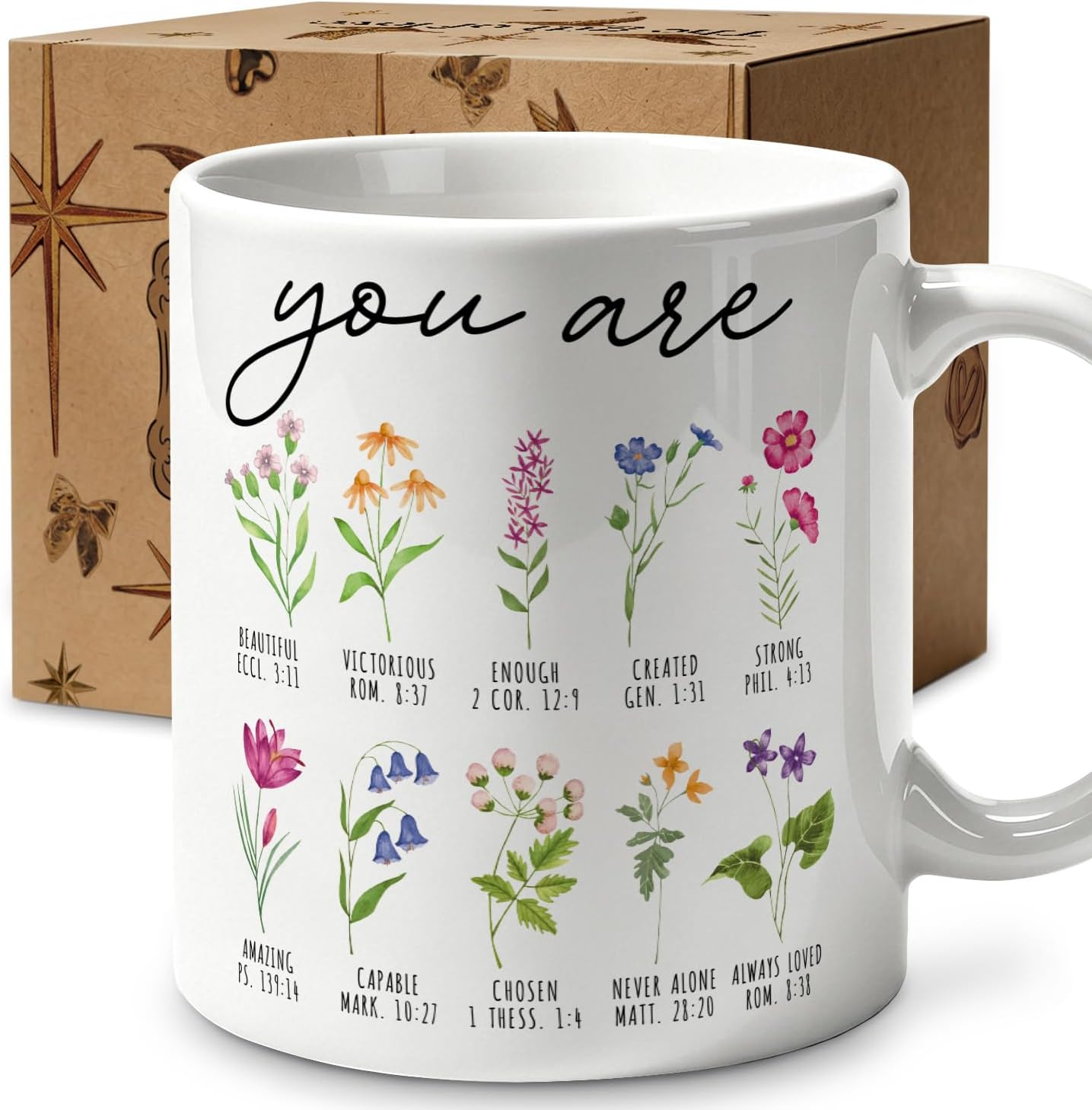 Fall You Are Inspirational Christian Coffee Mug Gifts for Mom, Bible Verse Religious Gifts for Women Sisters Daughter, Baptism Birthday Gift for Church Friend