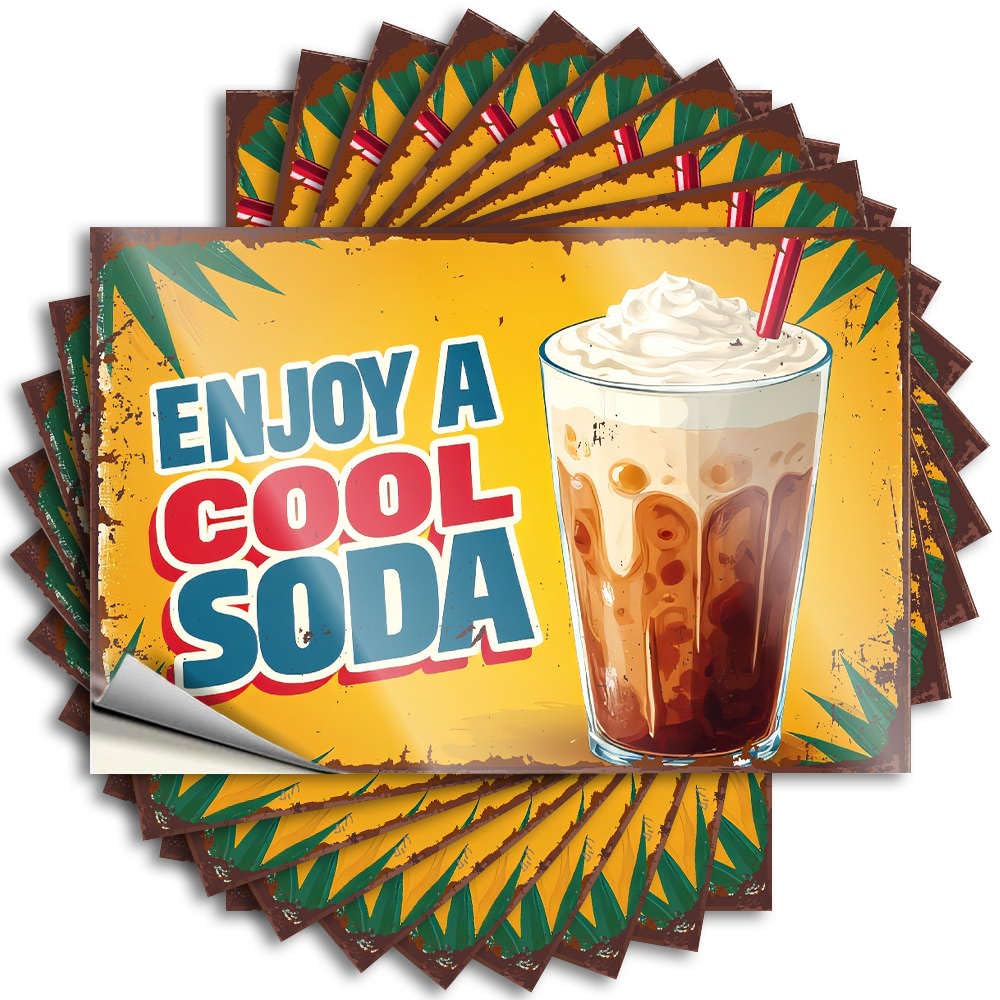 Tattoo - Western Hard Enjoy A Cool Soda! for Man House Stuff(12X18CM)