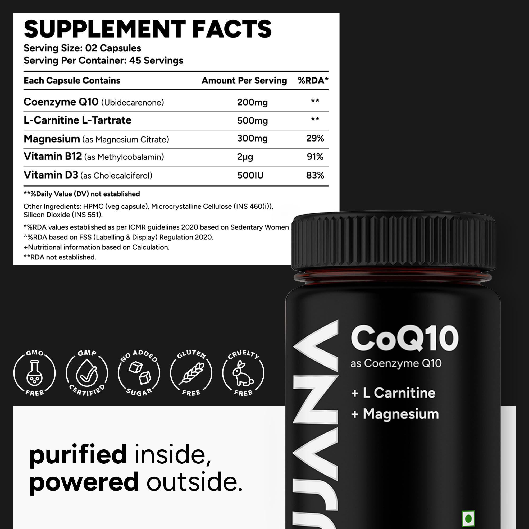 CoQ10 with L-Carnitine, Magnesium & Vitamin B12 | Coenzyme Q10 Supplement for Energy Metabolism & Active Lifestyle Support | 90 Vegetarian Capsules — Amazon image 5