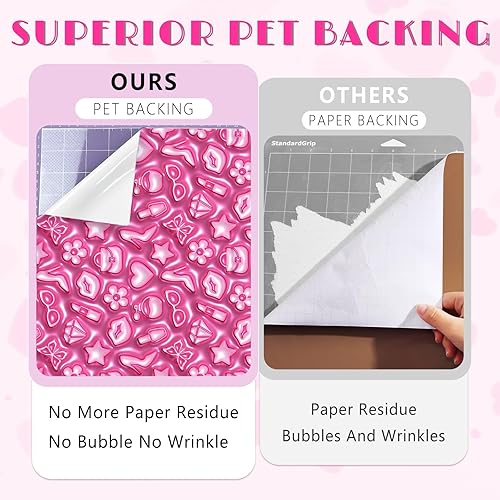 Miniatura 4 de HTVSTD Pink 3D Inflated Permanent Vinyl - 12 Sheets 12"x10" Valentines Permanent Adhesive Vinyl Pink Hearts Patterned Self Adhesive Vinyl Compatible