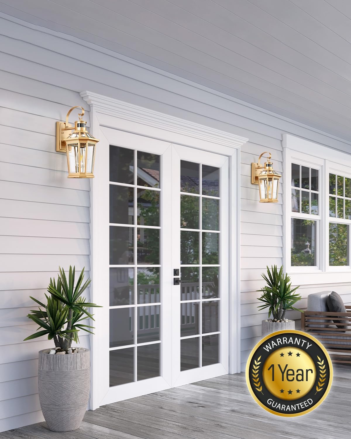 VIANIS Outdoor Wall Lights, Motion Sensor Exterior Light Fixtures Wall Mount, Waterproof Modern Gold Outside Front Porch Light, Anti-Rust Aluminum Outdoor Wall Sconce for House Garage