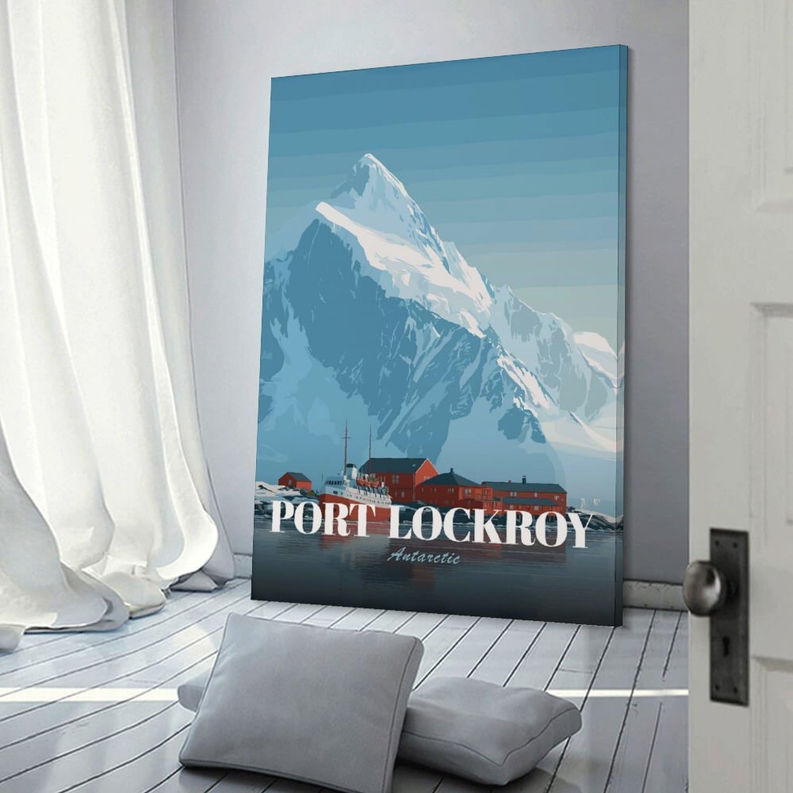 Junmoney Port Lockroy, Antarctica Travel Canvas Wall Picture 24x36inch(60x90cm), for Contemporary Homes, Apartments Or Offices, Wall Decor with Flexible Room Appeal