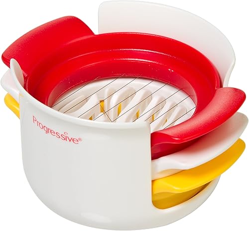 Prepworks por Progressive Compact Egg Slicer, blanco, rojo y amarillo