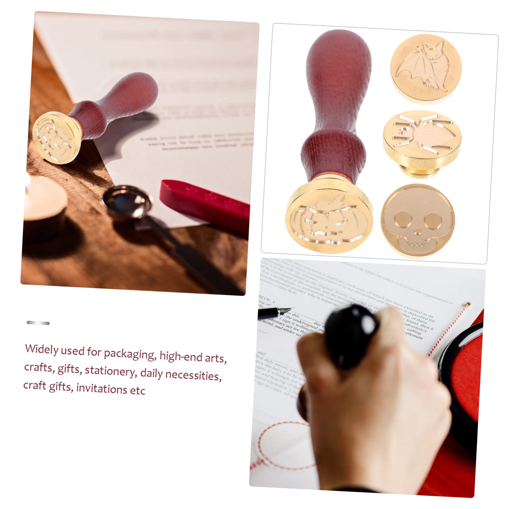 SHINEOFI 2sets Stampi Per Ceralacca Halloween Con Manico Strumenti Diy Per Decorazioni Festive e Sicurezza Documenti Retro e Delicati Per Appassionati Di Fai Da Te