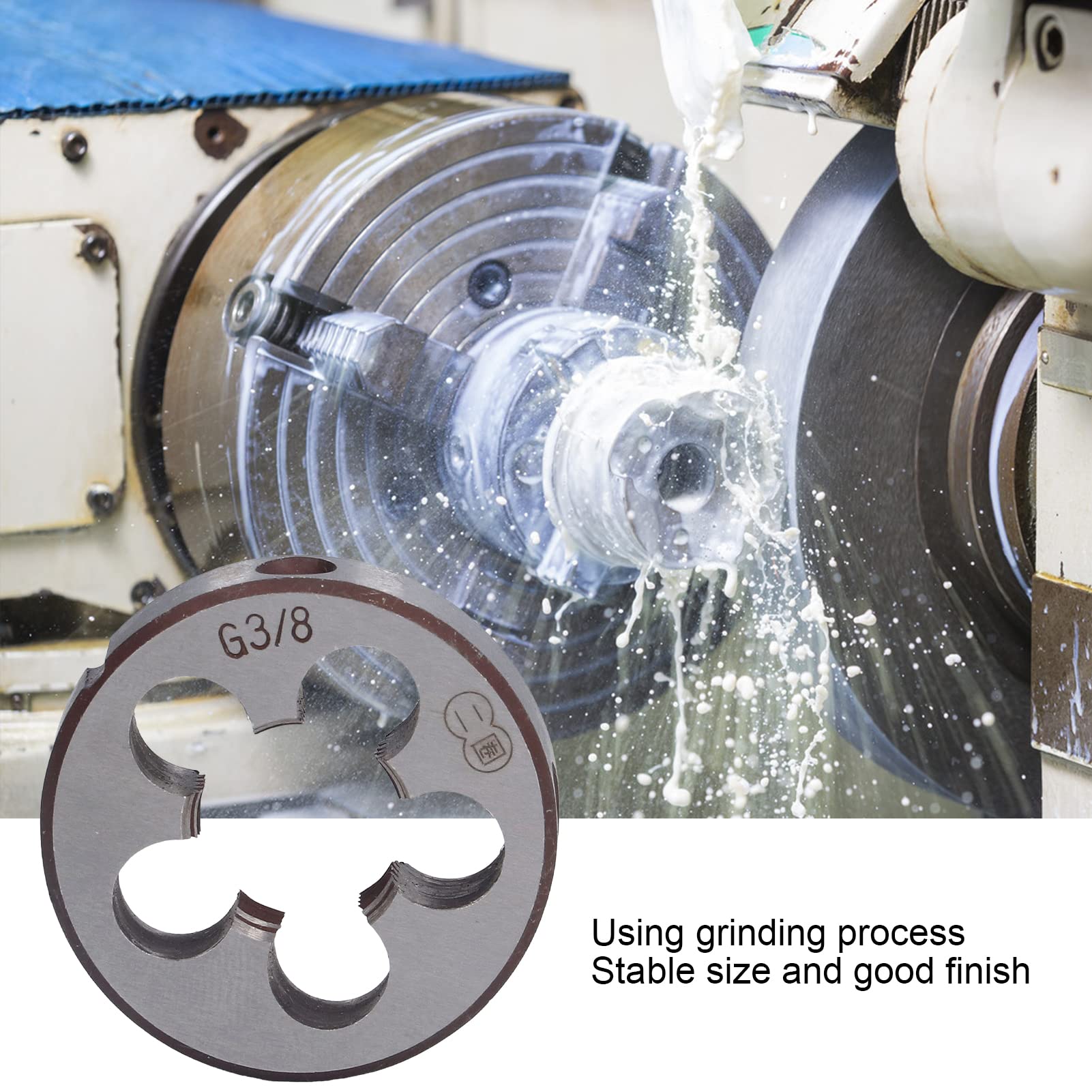 Metric Right Hand Thread Die, G3/8inch Thread Repair Die, 38mm Diameter 10mm Thickness, Alloy Steel Cylindrical Pipe Threading Tool for Mold Machining