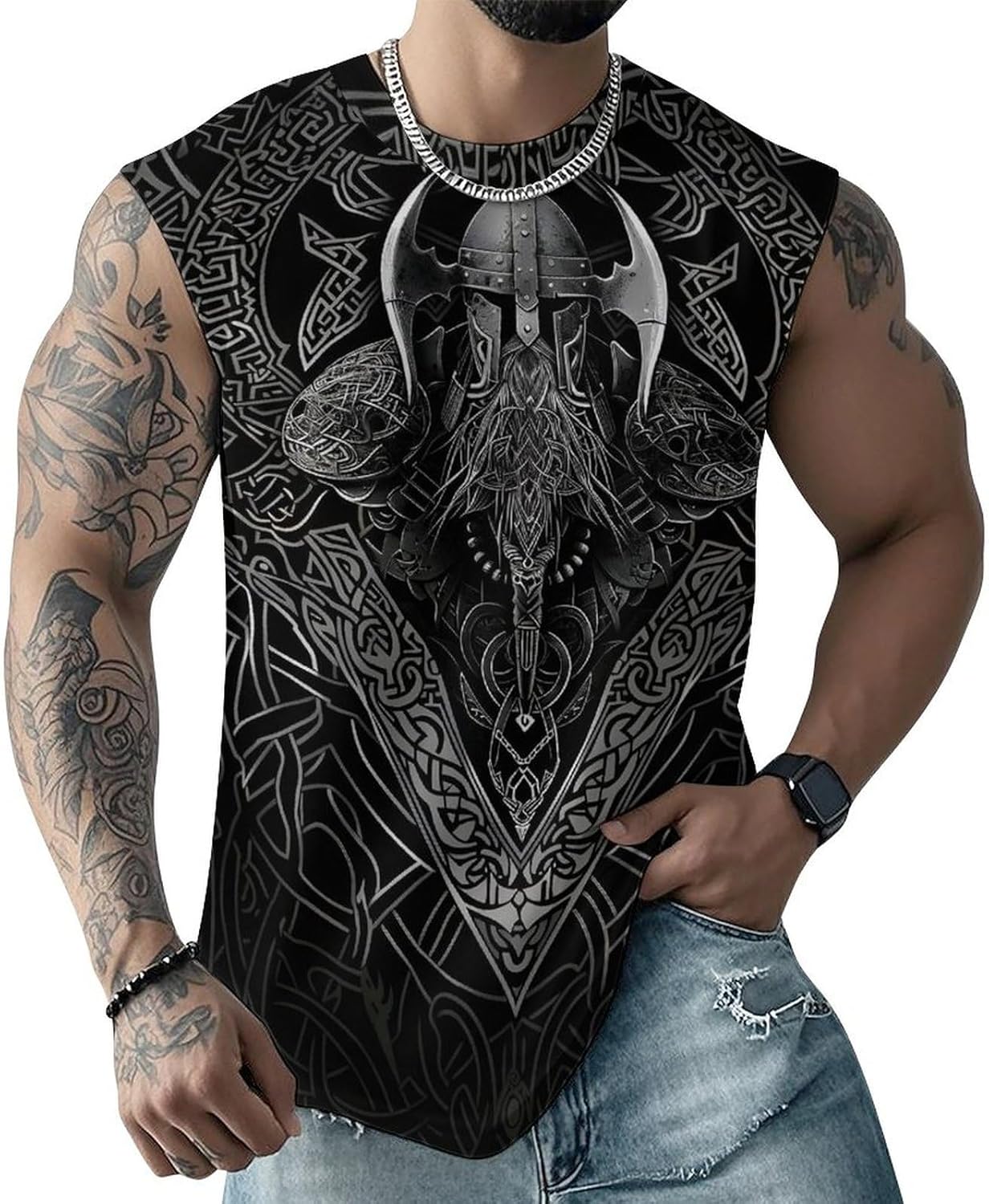 Herren Tank Top Wikinger Design - Ärmelloses Muskelshirt Mit 3D-Druck