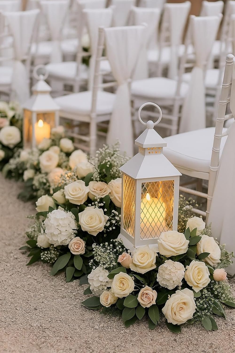 Farmhouse 12-Piece Set – 10" Decorative Lantern with Flameless LED Candle & 5-Hour Timer – Rustic Wedding Décor, Indoor Home Decoration, Outdoor Patio Lighting, Weather-Resistant – White