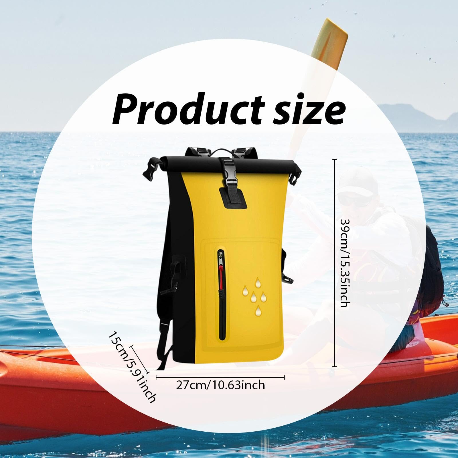 Milageto Borsa stagna Impermeabile, Sacca stagna da 25 Litri, Borsa Galleggiante Resistente agli Strappi, Zaino Impermeabile per Kayak, Canoa, Campeggio
