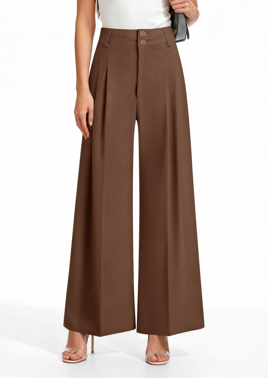  Women's High Waisted Wide Leg Dress Pants | Business Casual Slack Trousers,Flowy Pleated Palazzo Pants,with Pockets,Professional Interview Outfits,Office Work Clothes thumbnail