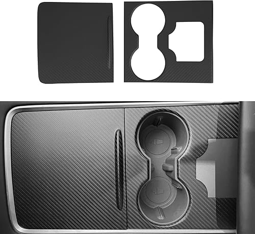 Envoltura de consola central compatible con Tesla Model 3 Model Y 3K de fibra de carbono real, kit de envoltura de decoración interior, 2 accesorios