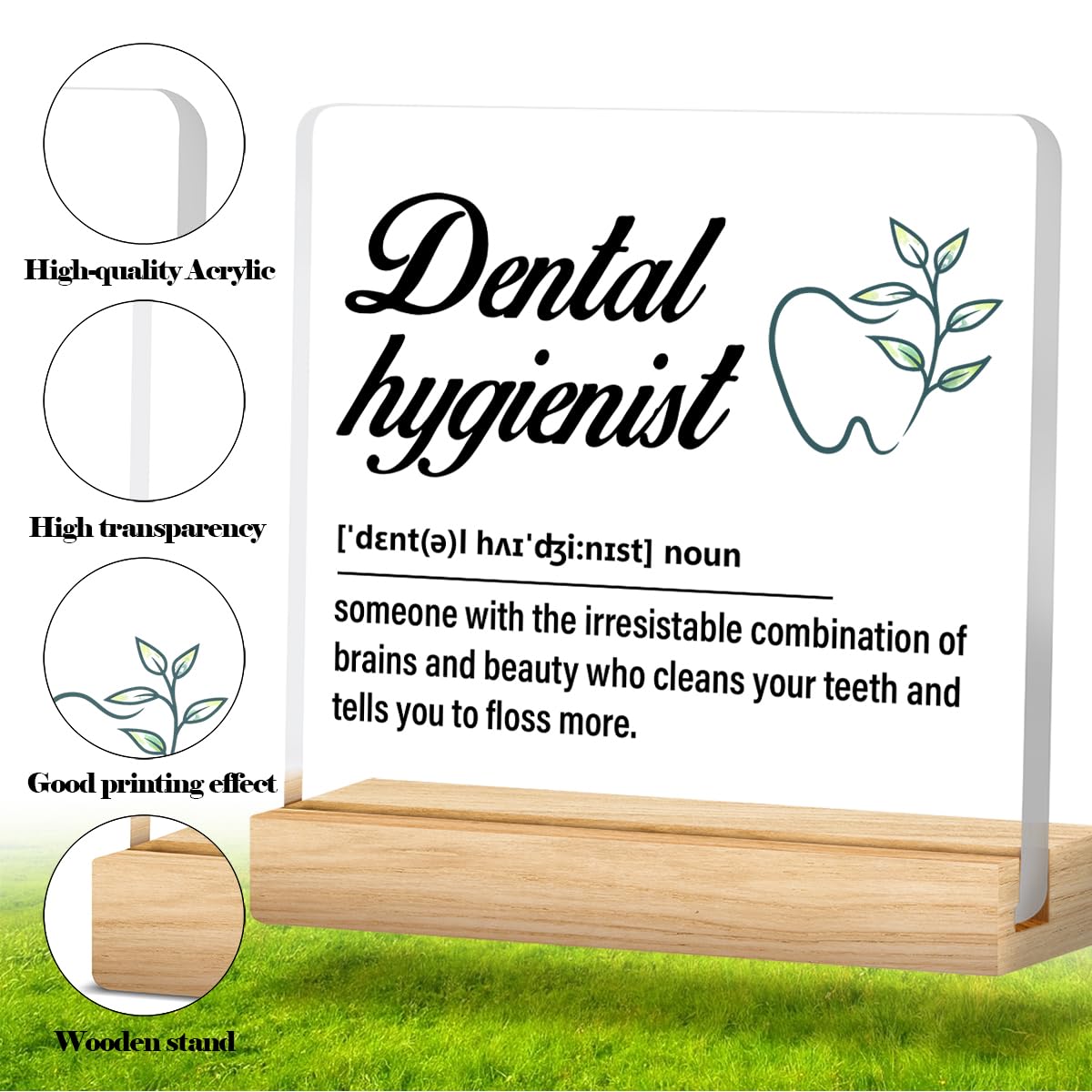 Dental Hygienist Gift for Women Men, Dental Hygienist Definition Acrylic Desk Sign Decor