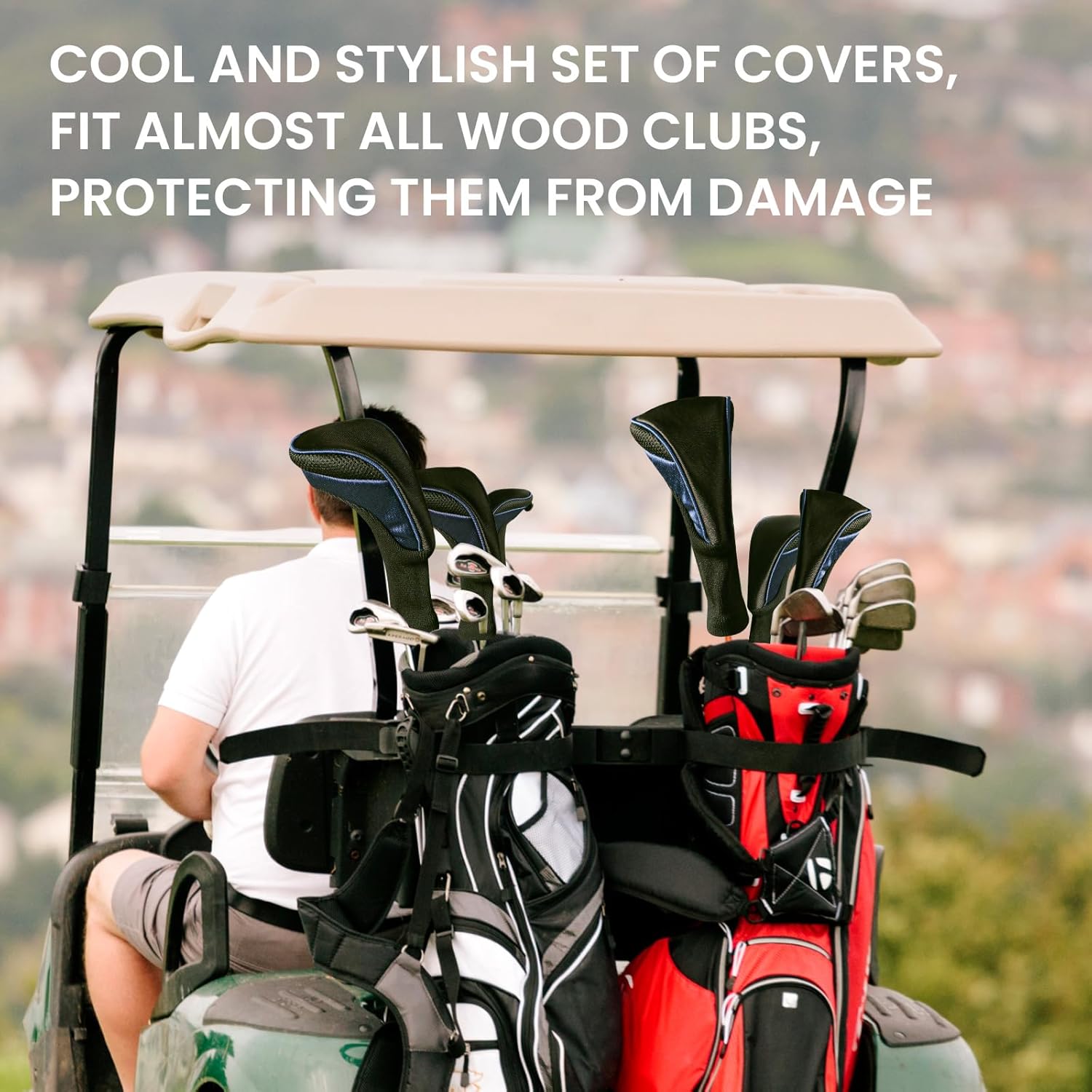 FINGER TEN Golf Club Head Covers for Woods Driver Fairway Hybrid Value 3/5 Pack, Long Headcover Interchangeable Accessories for Ultimate Club Protection