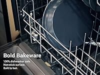 Vista 6 de Elbee Home - Juego de 8 piezas de acero aluminizado antiadherente, ahorro de espacio, con bandeja para asar profundamente, bandeja para galletas