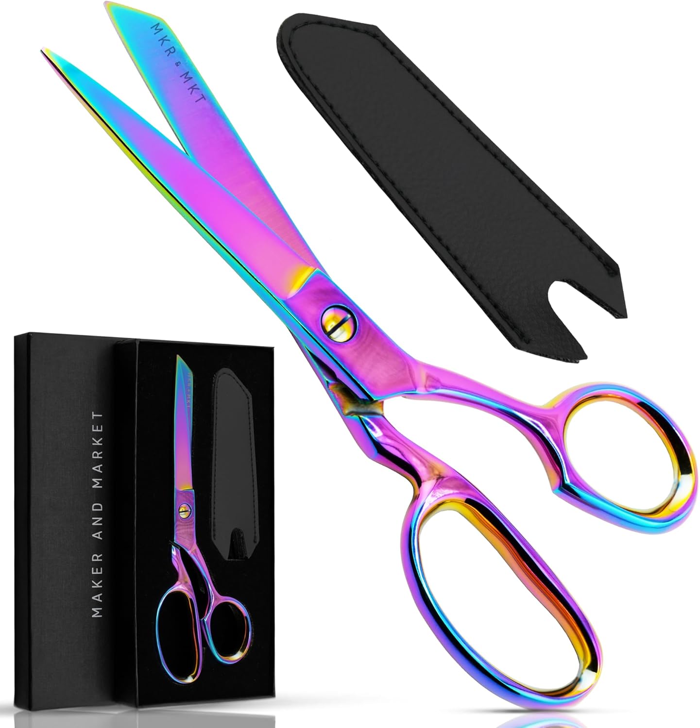 Professional Fabric Scissors - 8 Inch Heavy Duty Sharp Shears - High Carbon Stainless Steel with Pouch for Cutting Fabrics, Leather, Sewing, Tailoring, Dressmaking & Seamstress (Floral)