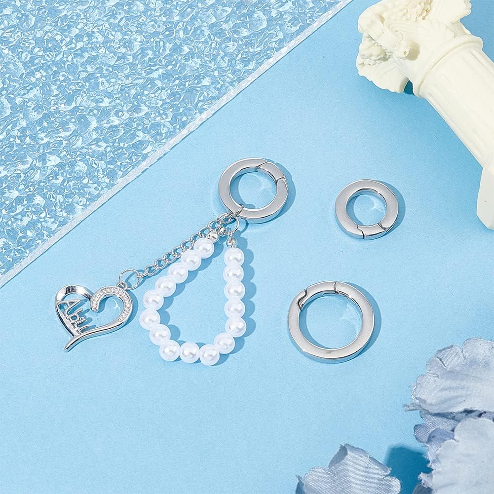 UNICRAFTALE 3pcs 7 Gauge Spring Gate Rings Stainless Steel Snap Clasps 11~17mm Inner O Ring Clips Snap Hooks Spring Keyring Buckle Clasps for Bag Purse Shoulder Strap Key Chains - Image 2