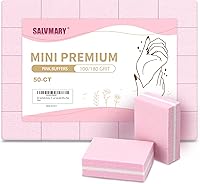 SALVMARY Mini Nail Buffer Blocks 100/180 Grit, 50 Pack Pink Sponge Buffing Files for Acrylic & Natural Nails