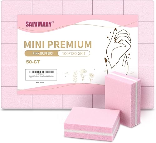 Miniatura 1 de Mini bloques de pulidor de uñas, grano 100180, esponja para pulir, bloque de lijado, herramientas de manicura, 50 unidades (rosa)