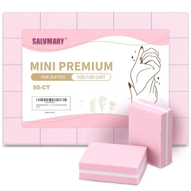 Mini Nail Buffer Blocks 100 180 Grit Sponge Buffing Sanding Block File Manicure Tools Bulk 50Pcs Pink