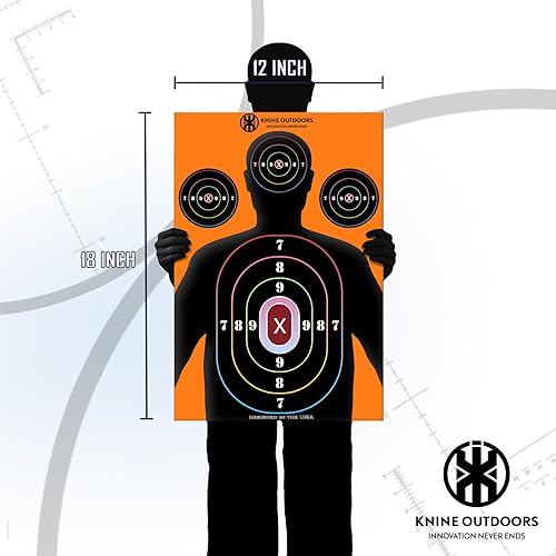 Miniatura 2 de KNINE OUTDOORS Papel para objetivos de disparo, 12 x 18 pulgadas, a granel para caza, pistolas, pistolas, rifles, silueta con diana roja, diseño