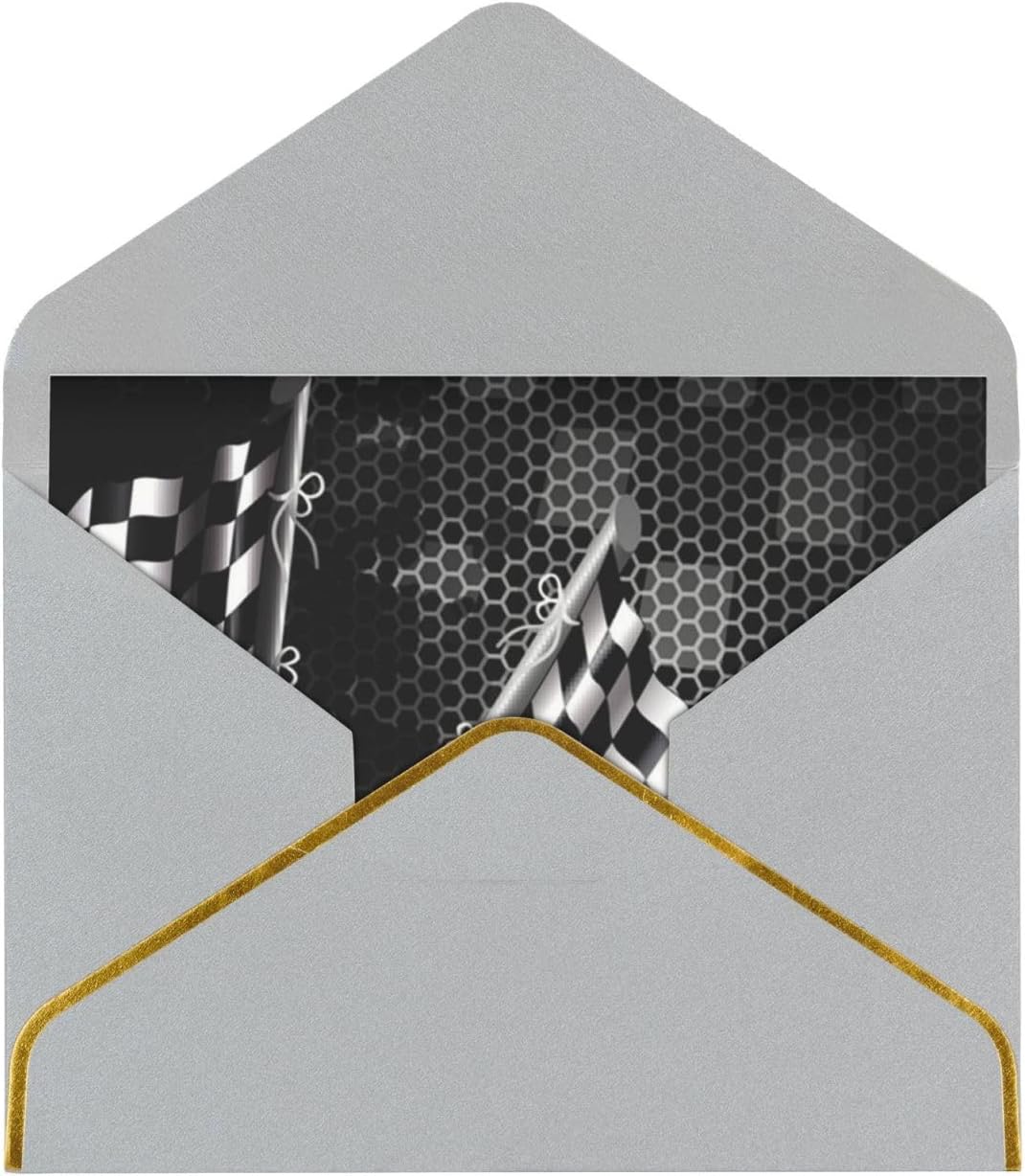Checkered Flag Racing Printed Very Nice Greeting Gift Card with Light Grey Envelope and Elegant Blank Note Card for Christmas,Holiday,Birthday,Wedding