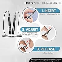 Vista 4 de Cuerda de saltar, cuerda de saltar de alta velocidad, calidad premium, sin enredos, diseño autobloqueante sin tornillos, cuerdas de saltar