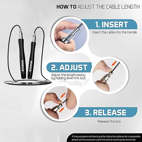 Miniatura 4 de Cuerda de saltar, cuerda de saltar de alta velocidad, calidad premium, sin enredos, diseño autobloqueante sin tornillos, cuerdas de saltar para