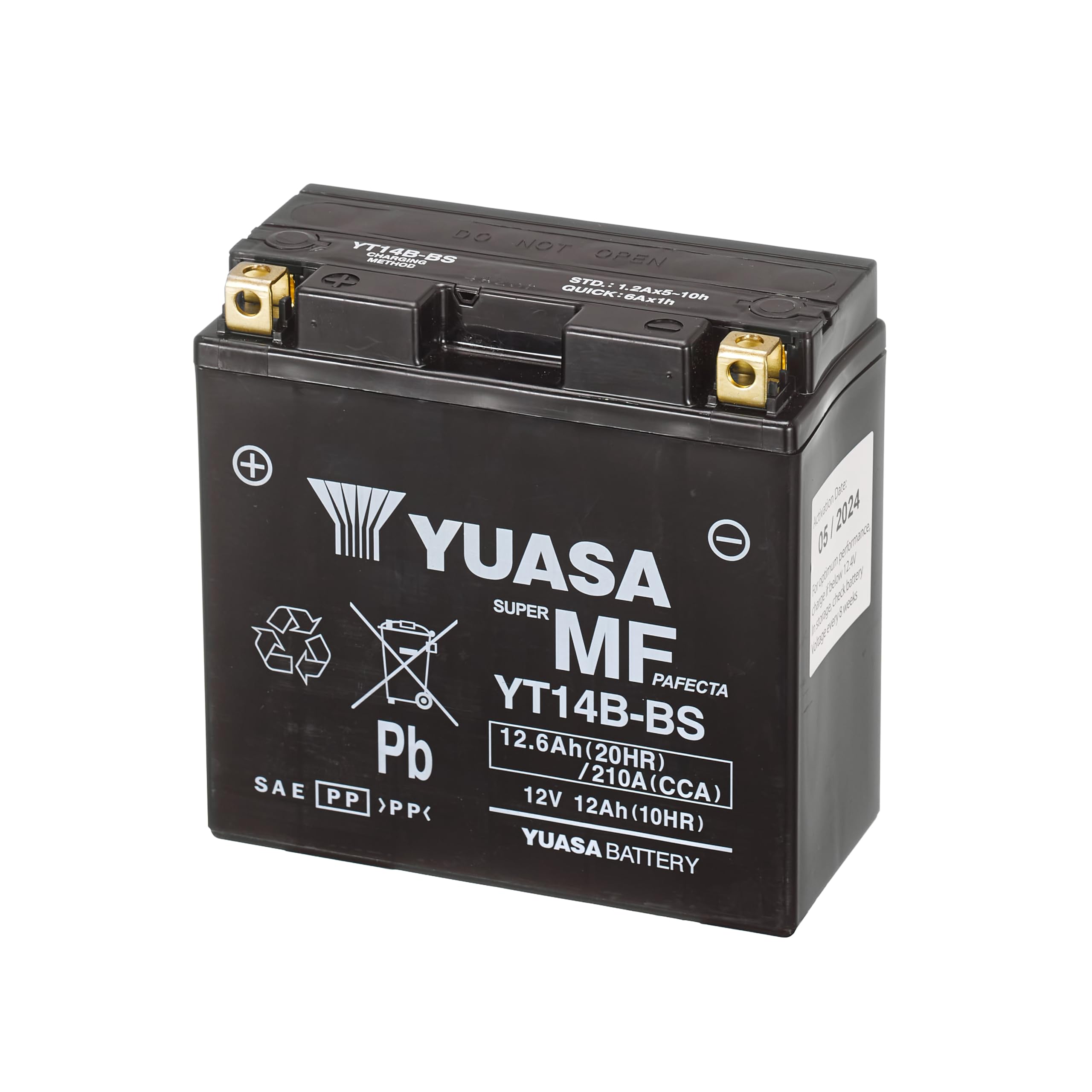 Yuasa YT14B 12V 210 CCA Powersport wartungsfreie AGM VRLA-Motorradbatterie | Wartungsfrei, Robust, Zuverlässige Leistung, Lange Lebensdauer