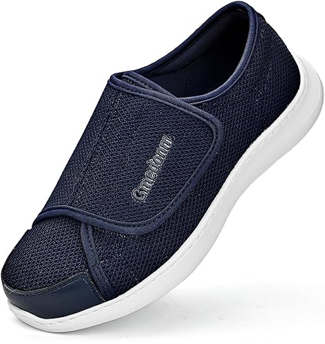 Zapatos anchos para hombre, fáciles de poner, ajustables, ligeros para diabéticos, edema, juanetes, artritis, pies hinchados, zapatos ampliadores